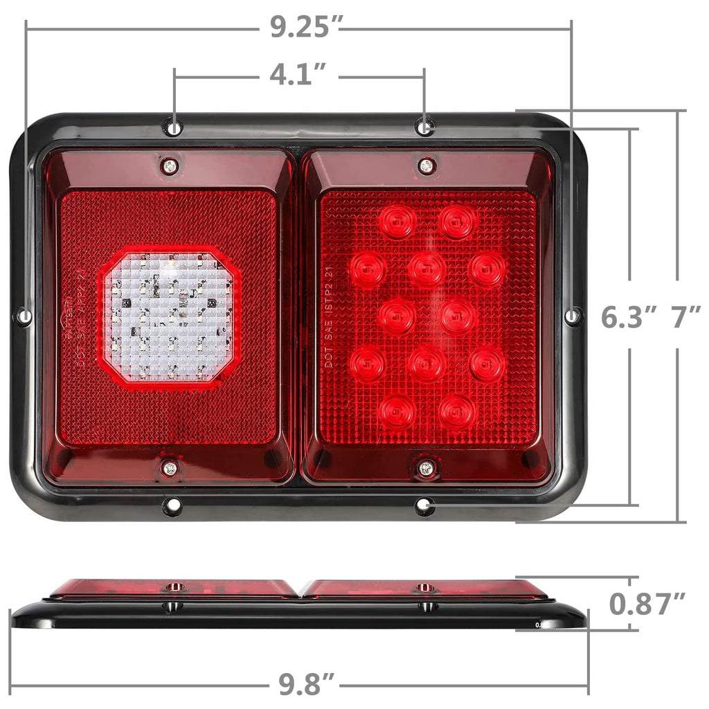 Double Light Guide Rear Light Partsam 2Pcs Red Double Led Trailer Tail Lights