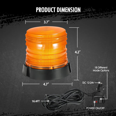 Image of Partsam Amber LED Beacon Lights for Cars Forklifts RVs Boats