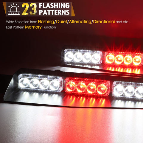 Image of Partsam LED Visor Strobe Light Bar Flashing Modes Firefighter Lights
