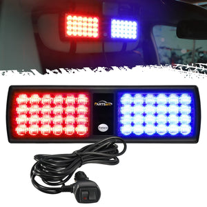 Partsam Red/Blue 48LED Visor Emergency Strobe Lights