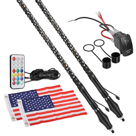 Image of Partsam 2X 4ft Spiral RGB LED Whip Lights for UTV ATV