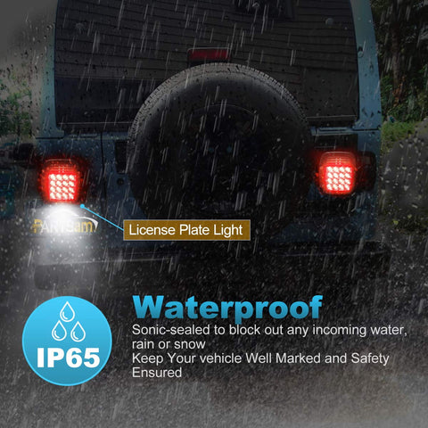 Image of Partsam Smoked Square LED Signal Tail Lights for Jeep