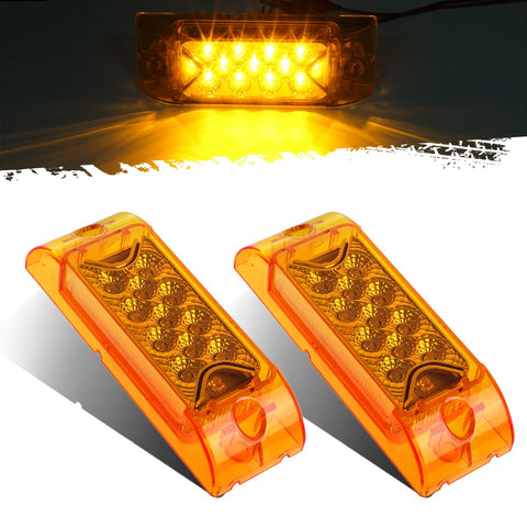 Image of Partsam PAIR 6inch Amber LED Reflective Rectangle Clearance Side Marker Light Trailer 13LED, 6x2 trailer lights, Faceted led marker lights