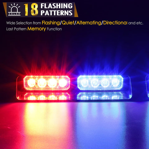 Image of Partsam 2 in 1 Red Blue LED Dash Emergency Strobe Lights