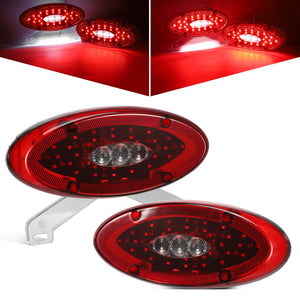 Partsam Pair 9.5" Red Led Oval Combination RV Tail Lights