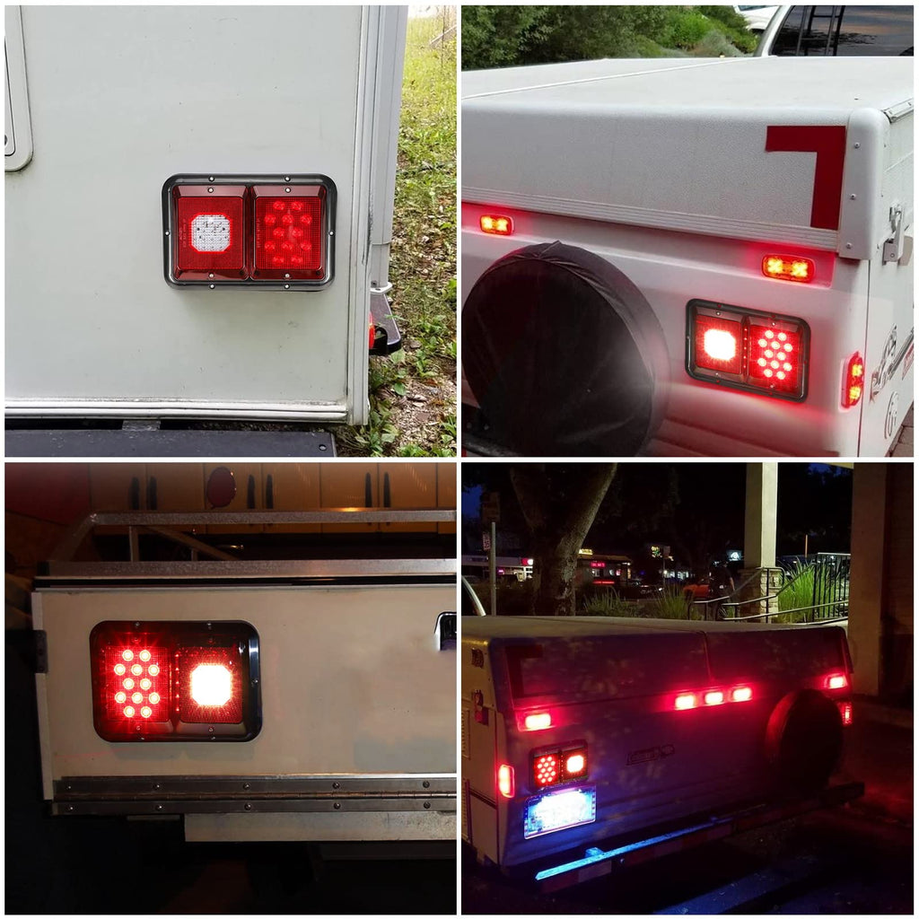 Double Light Guide Rear Light Partsam 2Pcs Red Double Led Trailer Tail Lights