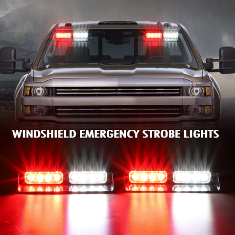 Image of Partsam 2 in 1 Red White Windshield Emergency Strobe Firefighter Lights