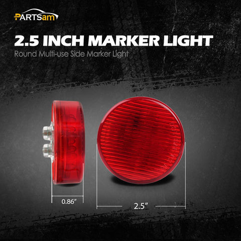 Image of Partsam 10x 2.5" Round Side Marker light Clearance 13 Diodes (2 Amber +8 Red)