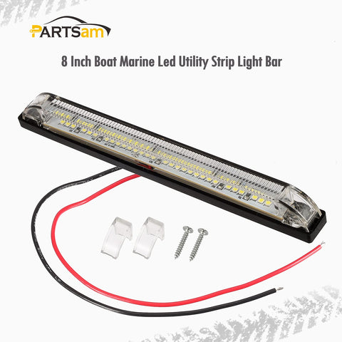 Image of Partsam 8" LED Utility White Strip Lights for Boat UTV Ranger