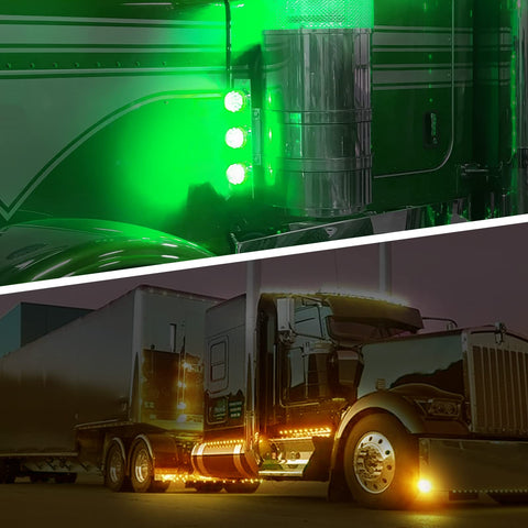 Image of Partsam 1PCS Dual Revolution Amber 17 Led Watermelon Light for Semi Truck