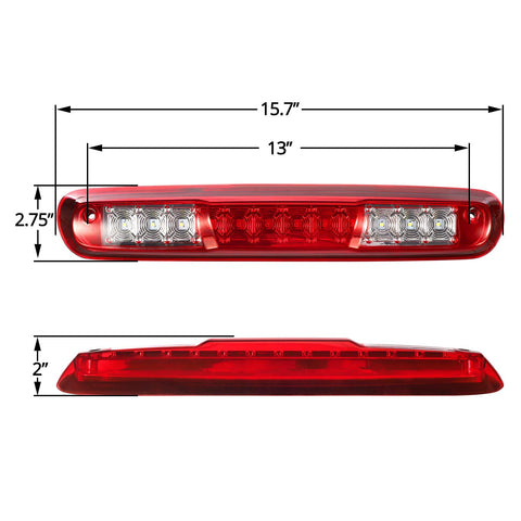 Image of Partsam High Mount Stop Light Led Third 3rd Brake Light Replacement for Silverado and Sierra 1500 2500 HD 3500 HD 2007 to 2013 Rear Cab Roof Center Mount Stop Brake Tail Light Cargo Lamp (Red Lens)