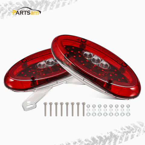 Image of Partsam Pair 9.5" Red Led Oval Combination RV Tail Lights