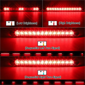 Partsam 17 Inch Led Trailer Sequential Turn Left Right Signal Light Bar 14 LED 2835SMD Red with Chrome Housing Screws High Low Brightness Running Brake Stop Turn Tail Light 10V-30V IP67 Waterproof