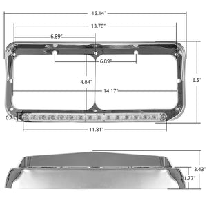 Partsam Chrome Headlight Bezels With Clear/Amber LED Light Strip
