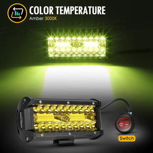 Partsam Amber 12000LM Triple Rows Fog Lights for ATV UTV SUV Trucks