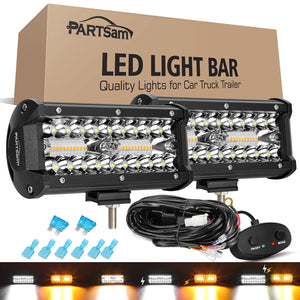 Partsam 120W LED Light Bar Strobe Lights for Offroad Pickup Trucks