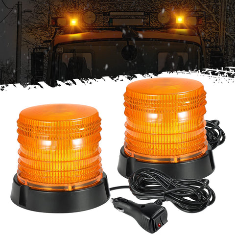 Image of Partsam Amber LED Beacon Lights for Cars Forklifts RVs Boats