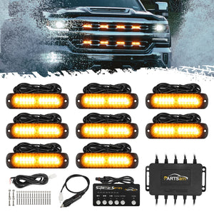 Partsam LED Oval Emergency Amber Truck Strobe Lights Kit