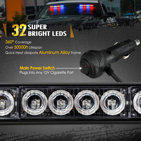 Image of Partsam LED Emergency Dual Strobe Light Bar for Police Volunteer Truck