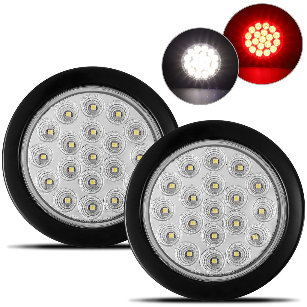 Partsam Red/White Round Led Truck Trailer Tail Lights / Reverse Lights