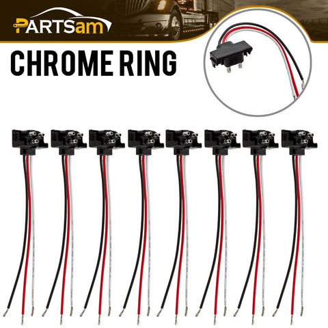 Image of 8x Truck Trailer Molded 3 Prong Pigtail Harness Stop Turn Tail Brake Backup Light