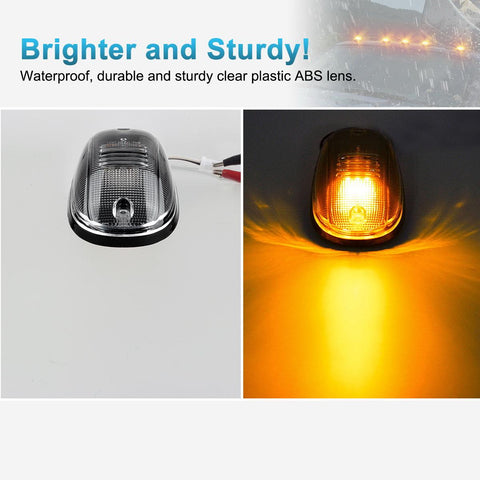 Image of Partsam LED Cab Marker Roof Running Lights 5PCS Clear Lens 9LED Amber Top Lights Compatible with Dodge Ram 1500 2500 3500 4500 5500 2003-2018 SUV Truck Pickup RV