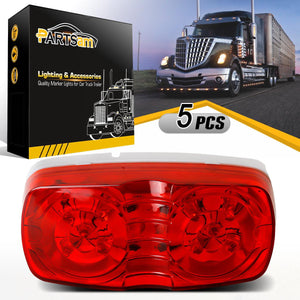 Partsam 5Pcs Double Bubble Bullseye Led Side Marker Clearance Lights Red 10 Diodes Surface Mount Waterproof 4inch Rectangular Rectangle Tiger eye Led Marker Lights for RV Truck Camper ORV ATV Motorcycle