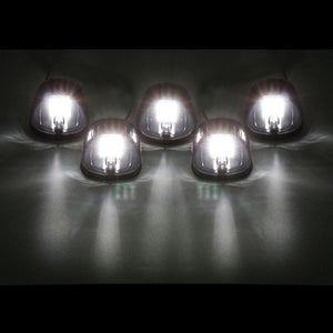 Partsam LED Cab Lights 5PCS Smoke Cab Marker Roof Running Lights Top White 9 LED Assembly Replacement for Dodge Ram 1500 2500 3500 4500 5500 2003-2018 Pickup Trucks RVs