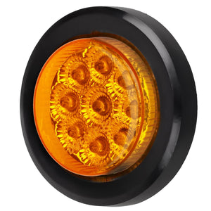 Partsam 2Pcs 2 Inch Round Truck Trailer Led Side Marker Clearance Light Amber 9 Diodes with Reflectors Sealed Waterproof 12V 2 Inch Round LED Side Fender Panel Lights with Grommets and Wire Pigtail