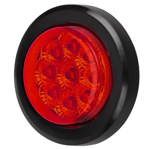 Partsam 2Pcs 2 Inch Round Trailer Led Clearance Side Marker Lights Red 9 Diodes with Reflectors Waterproof Sealed 2 Inch round led marker lights Fender Cab Panel Lights Grommets and Pigtails Included