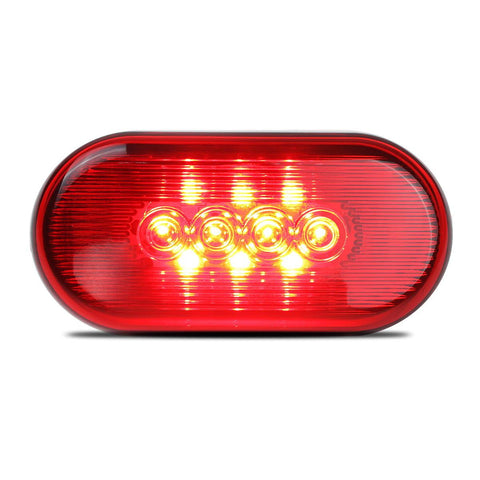 Image of Partsam 2 Amber + 2 Red 12V 4inch x 2inch Oval Led Truck Side Marker Light Surface Mount 10 Diodes, Sealed Trailer Led Clearance and Side Marker Lights, Black Base, Rectangular Rectangle Led Lights