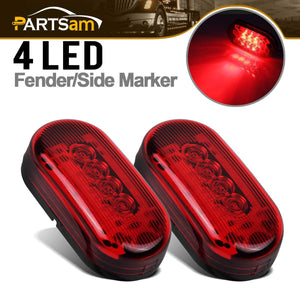 Partsam 2Pcs 4Inch Rectangular Led Side Marker Clearance Lights Red 10 Diodes RV Trailer Truck Camper Waterproof Surface 2x4 Rectangle Led Marker Lights Sealed Indicators Identification Lights