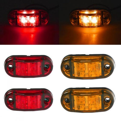 Image of Amber Red 2.5inch 2 Diode Oval LED Trailer Truck Clearance Light Side Marker Light 4PCS, Surface Mount Little Boat Marine Led Lights RV Camper Accessories (2 Amber+2 Red)