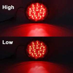 Partsam 4inch Red Round Sealed Led Trailer Stop/Turn/Brake Tail Light 15 Diodes Clear Lens, Grommet Mount Mini-Reflex faceted reflector design, Hardwired for trailers less than 80inch wide(2Pack)