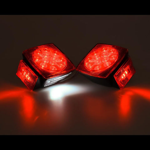 Image of Partsam Submersible Led Truck Trailer Lights Kit 12V, 2xSquare Led Trailer Light Kits+14.17inch Red 3 Light 9 LED ID Light Bar+2xAmber Side Marker w/Reflex+ 8pcs 2.5inch Oval Led Marker Clearance Lights