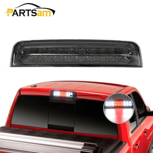 Partsam High Mount Stop Light Third 3RD Brake Light Replacement for Dodge Ram 1500 2500 3500 2009-2017 LED Rear Cab Roof Center Mount Tail Brake Light Cargo Lamp(Smoke Lens Chrome Housing)