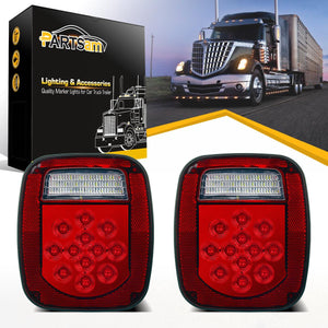 Partsam 2x Red/White 39 LED Stop Turn Tail Stud Lights Replacement for Jeep CJ YJ JK Truck Trailer Boat RV, Hardwired