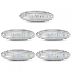 Partsam 5pcs Clear Lens Cab Clearance Roof Running Top Marker Lights Amber Yellow 6LED Amber Lights Assembly Waterproof Compatible with Freightliner Cascadia Heavy Duty Trucks