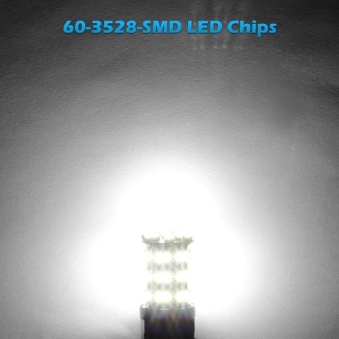 3157 3156 4114 Daytime Running Light Bulbs DRL Driving Light 60LED 3528-SMD 6000K Xenon White Ultra Bright Car Led Bulbs (Pack of 2)