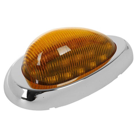 Image of Partsam 2Pcs 6" Amber Sleeper Cab LED Side Marker/Turn Led Light Clearance Surface Mount 15 LED Replacement for Freightliner Century/Columbia Amber Oval Side Marker and Turn Signal Sealed Light