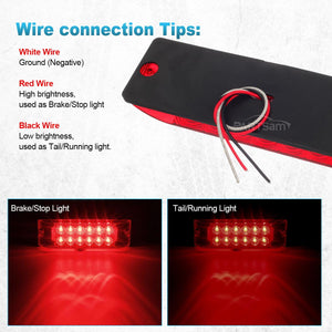 Partsam 2PCS Red 12LED Truck Trailer Stop Turn Tail Brake Lights 8inchx2.5inch Surface Mount 2 Function