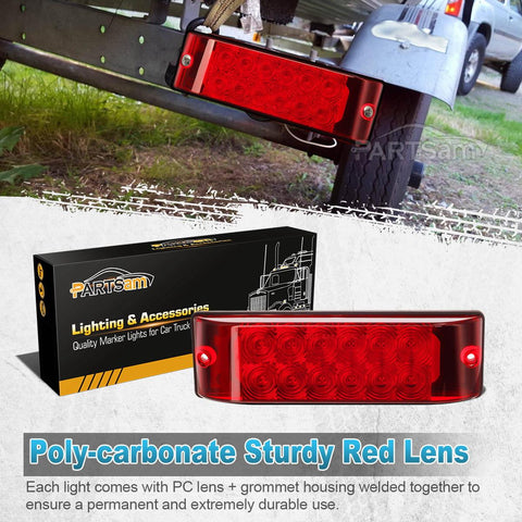 Image of Partsam 2PCS Red 12LED Truck Trailer Stop Turn Tail Brake Lights 8inchx2.5inch Surface Mount 2 Function
