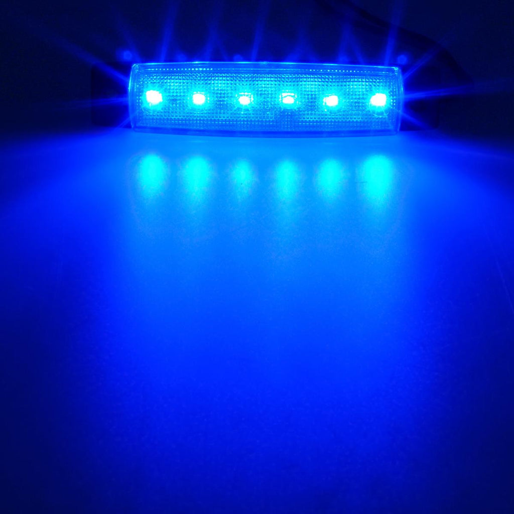 Partsam 20PCS 3.8inch Blue Led Marker Clearance light Truck Trailer Boat Lights Indicators Deco., Thin Line Led Cab Marker Truck Lorry Van RV Camper Parts Taillight License Plate Light Lamp 6led