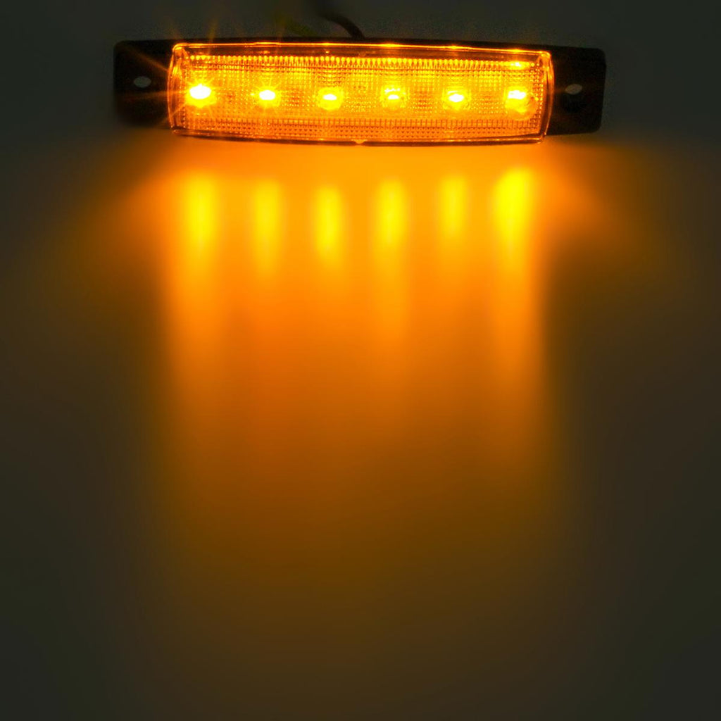 Partsam 20Pcs 3.8" 6 LED Amber Side Marker Lights, Amber Trailer Marker Lights, Front Rear Side Marker Lamp Amber, Led Marker Lights for Trucks, Cab Marker, RV Marker light Yellow (Pack of 20)