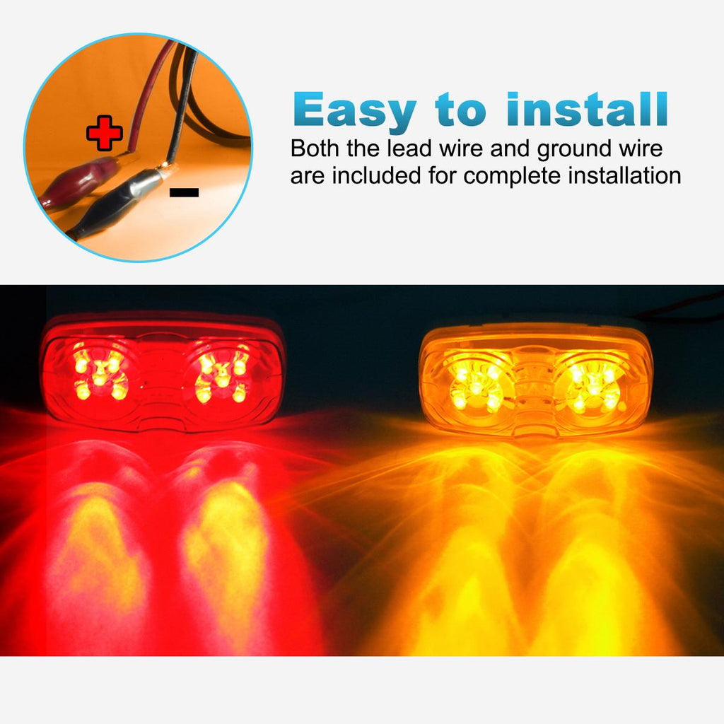 4-Pack 12V White LED Side Marker Lights - 65mm X 27mm X 19mm, 4 SMD LEDs, For Trailers, Vans, Trucks