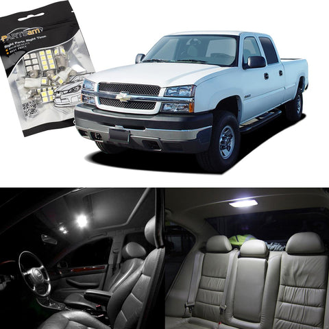 Image of Partsam White Interior LED Light Package Kit Replacement Bulbs Compatible with Silverado 1999-2006 W/License Plate Light (11 Pieces)