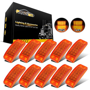 Partsam 10x 6inch Rectangle Amber Led Side Marker and Clearance Trailer Lights 21LED w Reflectors Waterproof Sealed Rectangular Led trailer lights Turn Signal and Parking Lights 3 Wires Surface Mount