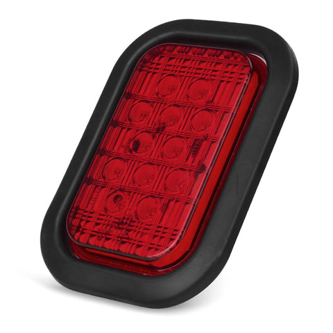 Image of Partsam 4x 12 LED Rectangle Truck Trailer Stop Tail Brake Lights Red 5inchx3inch w/Rubber Mount, Sealed 5inchx3inch 4x Red Rectangle 12 LED Stop/Turn/Tail Truck Trailer Hitch Light Grommet Wire Kit