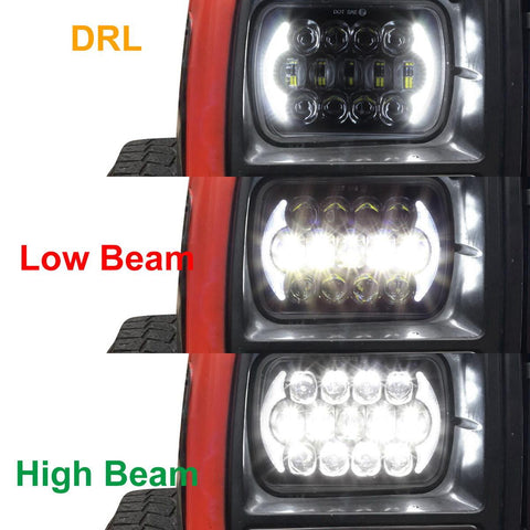 Image of 2Pcs 5x7 Led Headlights 7x6 Led Sealed Beam Headlights with Angel Eyes DRL High Low Beam C4 Corvette H6054 6054 Led Headlight Compatible with Jeep Wrangler YJ Cherokee XJ H5054 H6054LL 6052 6053