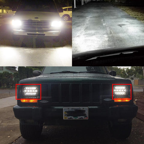Image of 2Pcs 5x7 Led Headlights 7x6 Led Sealed Beam Headlights with Angel Eyes DRL High Low Beam C4 Corvette H6054 6054 Led Headlight Compatible with Jeep Wrangler YJ Cherokee XJ H5054 H6054LL 6052 6053